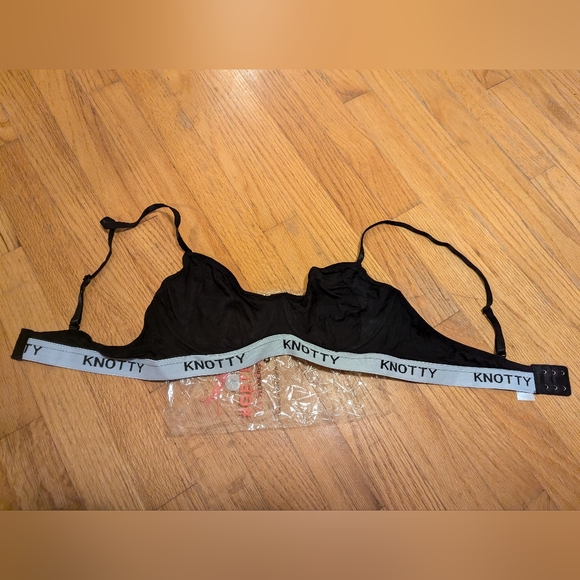 Knotty Knickers black thong bralette size L (36C) - Picture 1 of 3